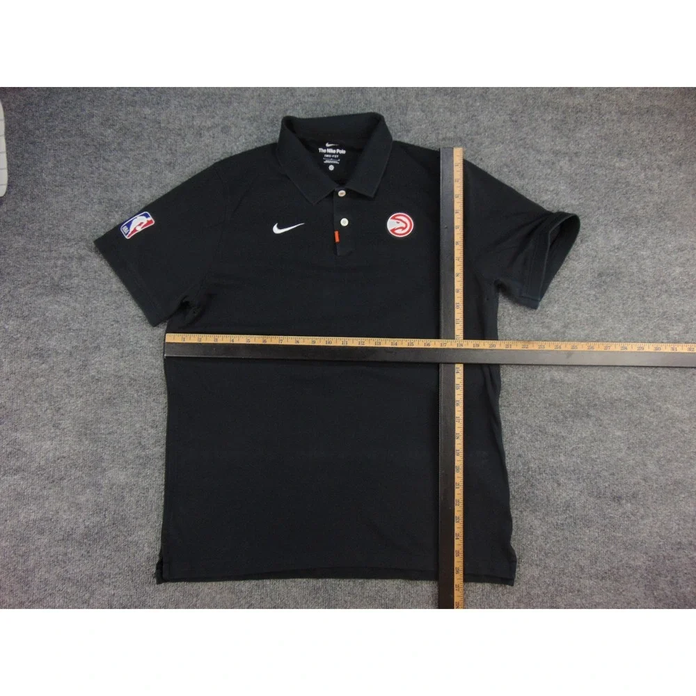 Atlanta Hawks Nike Polo Mens Large Black Solid NBA Basketball Sportswear Logo